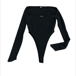 K-POP style Nimo Wang Black high cut long sleeve bodysuit size medium